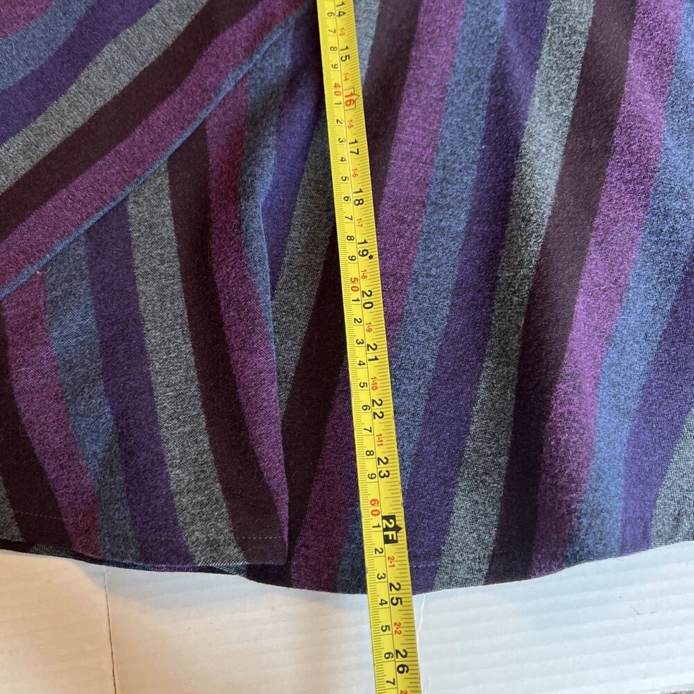 Brora Sz 12-14 Ladies Wool Blend Skirt Striped Blue Purple England EXCELLENT - Picture 4 of 8